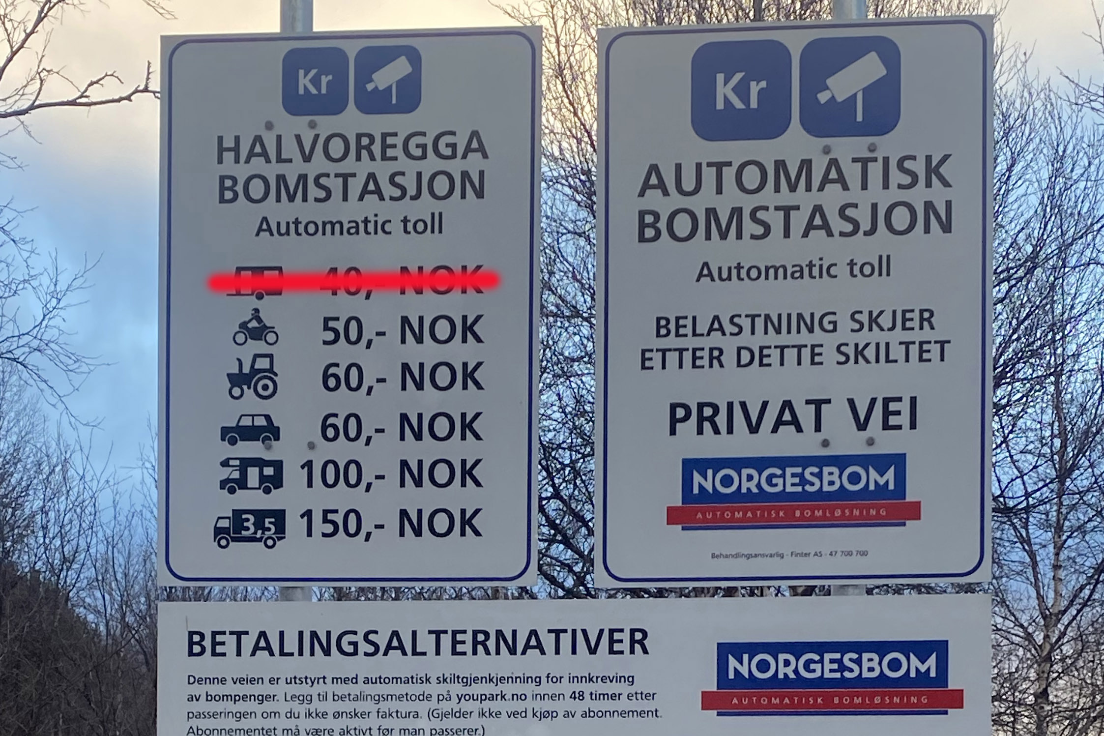 Endring for personbil tilhenger